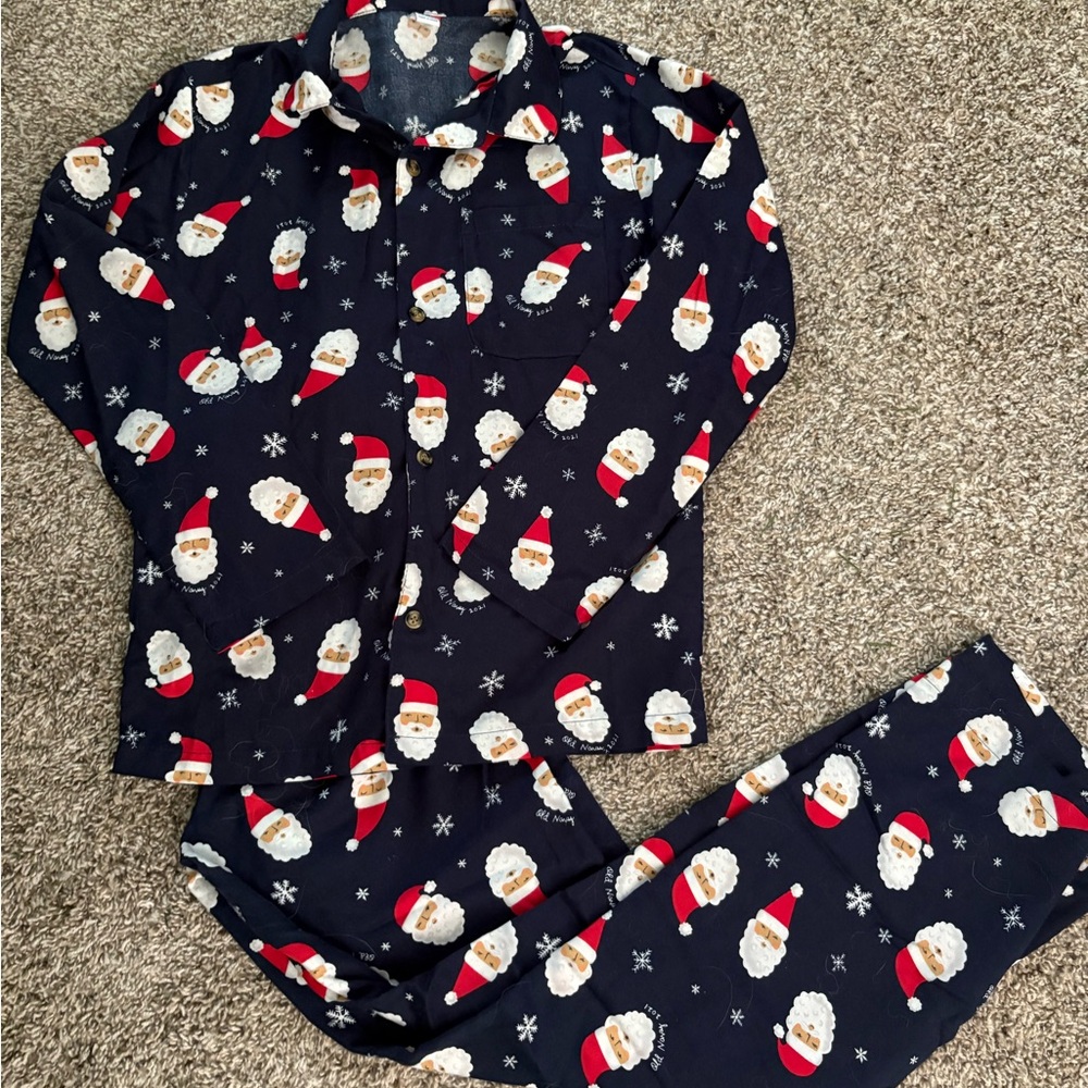 Old Navy Blue and Red Pajama Set Festive Winter Design Kids XL